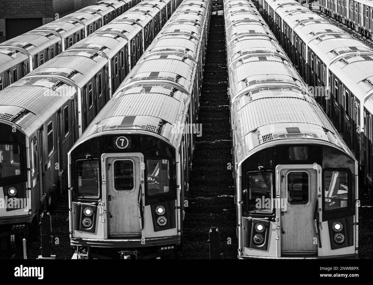 Subway train depot in Queens travel photography Stock Photo Alamy