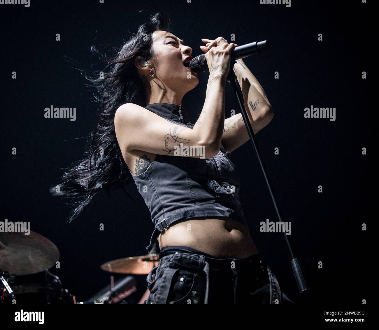 Rina Sawayama performing on the last night of her European tour in 2023 Stock Photo