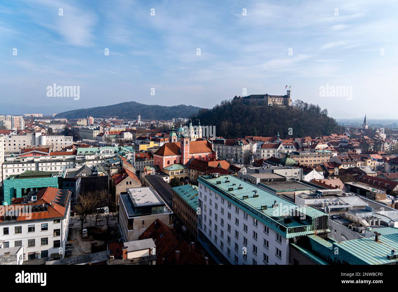 The view from Nebotičnik, Ljubljana, Slovenia Stock Photo