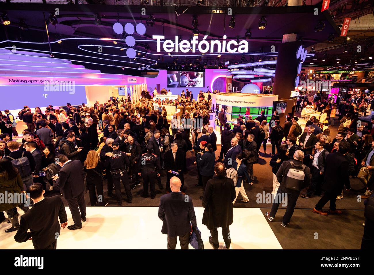 Barcelona, Spain. 28th Feb, 2023. The Telefonica stand during the ...