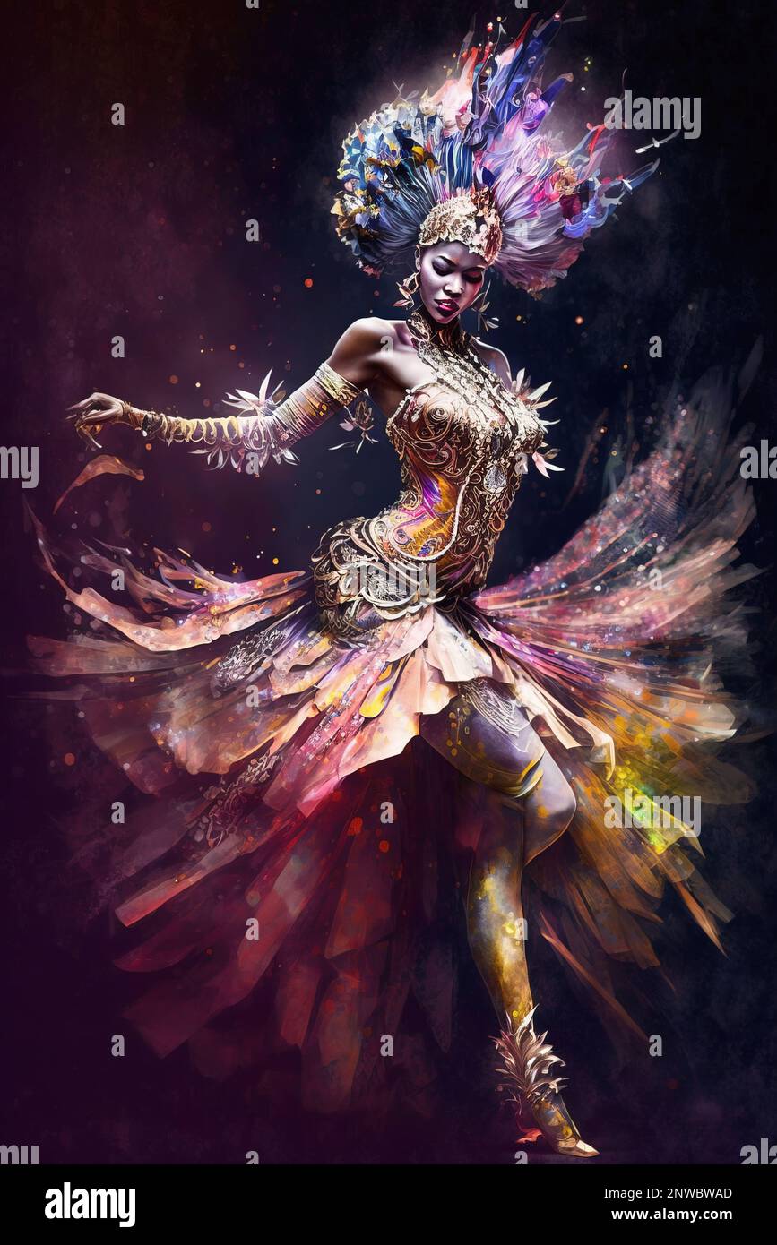 Beautiful Digital Painting of Samba Dancers Performing in a Carnival