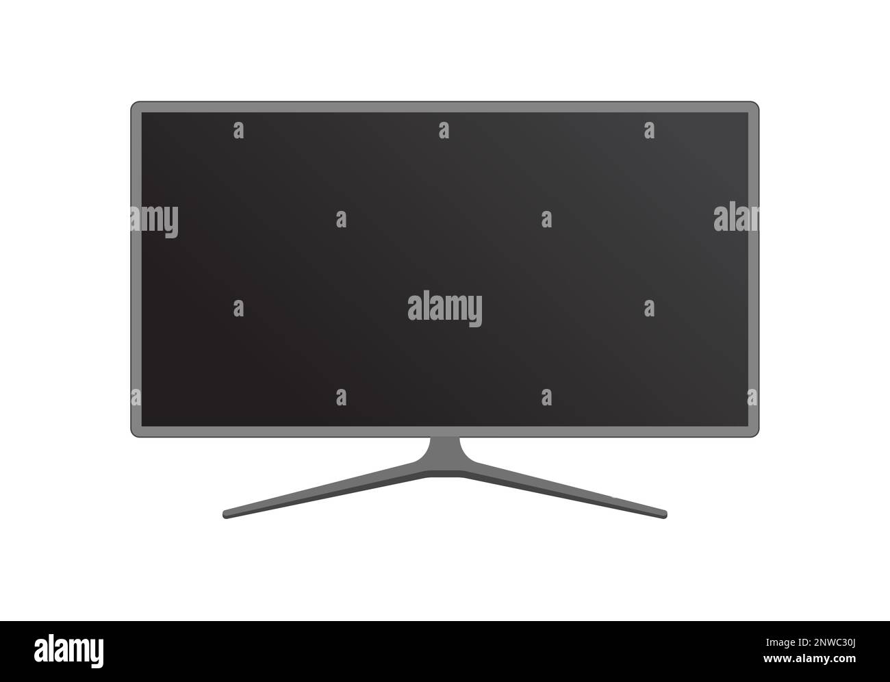 Flat Black Television With Stand Vector Illustration Stock Vector