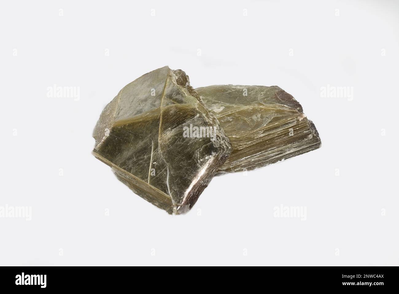 Muscovite, also known as common mica, isinglass, or potash mica, a mica mineral from Finland Stock Photo