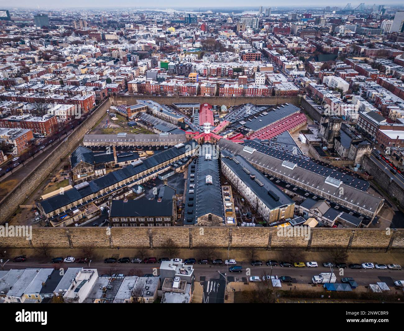 Eastern State Penitentiary in Philadelphia - aerial view - travel photography Stock Photo