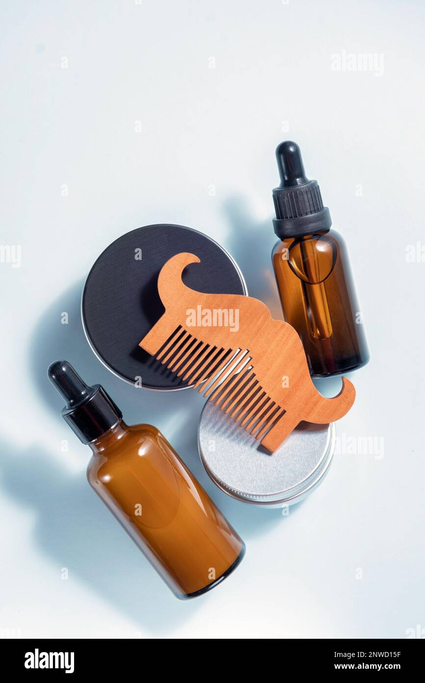 Flat lay composition with men's cosmetic products on color background ...