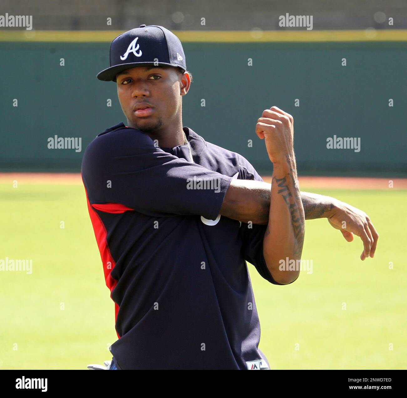 November 3, 2018 - Atlanta Braves Ronald AcuÃ±a Jr. takes batting practice  during a warm up workout session at Les Murakami Stadium on the campus of  the University of Hawaii at Manoa