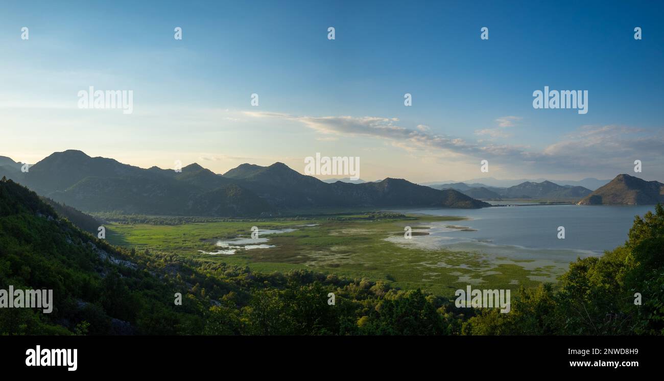 Panorama of Lake Skadar, Montenegro Stock Photo