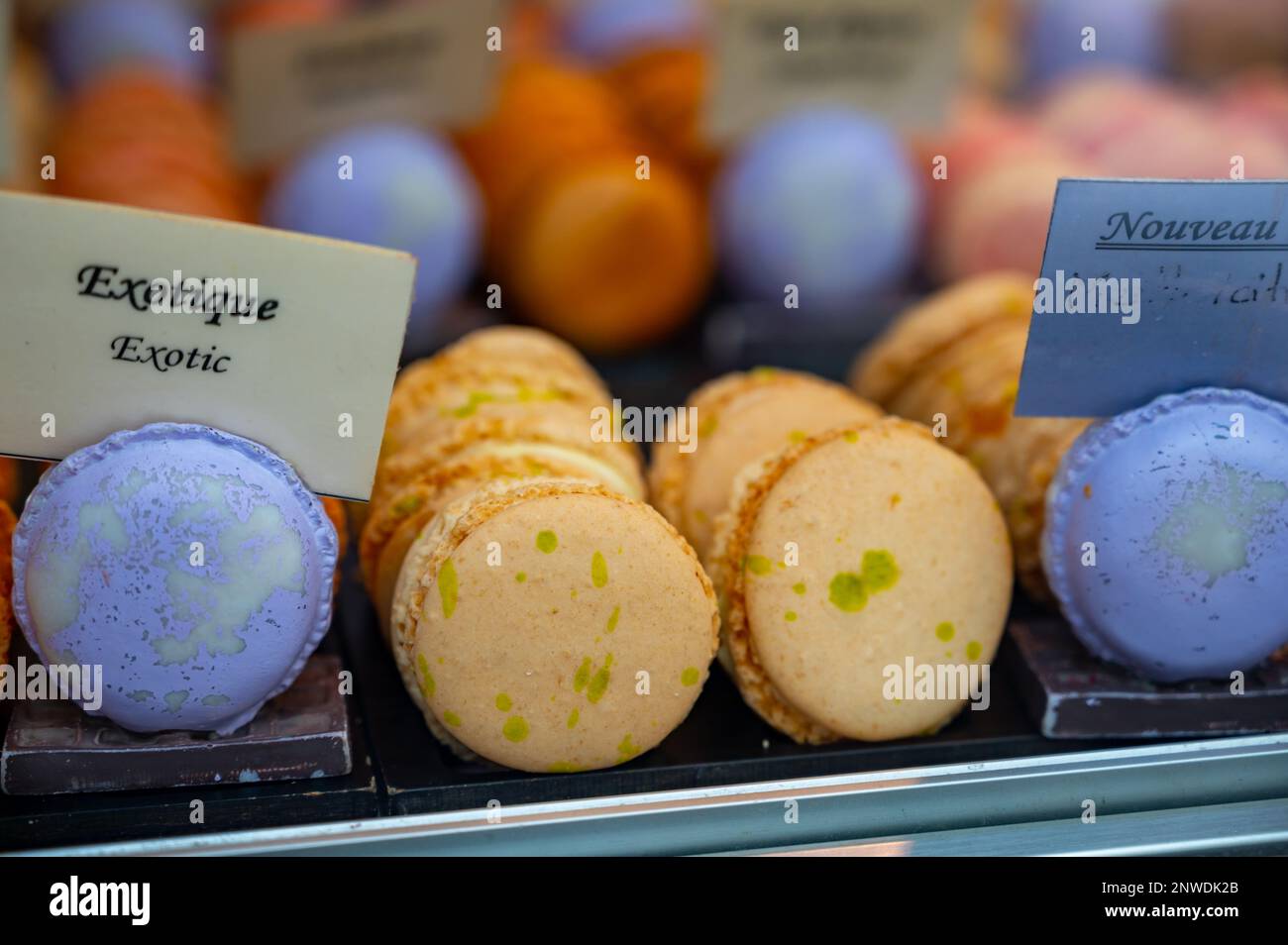 Macarons or French macaroon sweet meringuebased confection made with