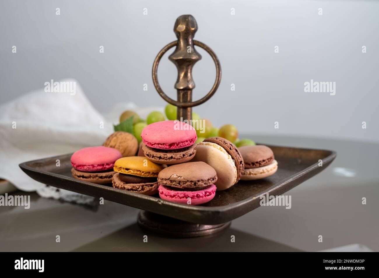 Macarons or French macaroon sweet meringuebased confection made with