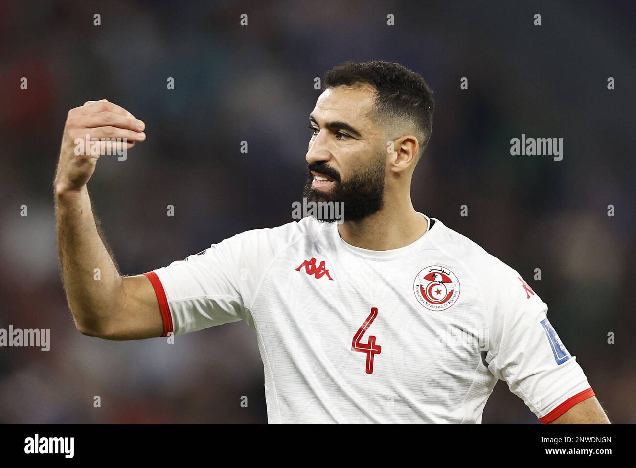 DOHA - Yassine Meriah of Tunisia during the FIFA World Cup Qatar 2022 group C match between Tunisia and France at Education City Stadium on November 30, 2022 in Doha, Qatar. AP | Dutch Height | MAURICE OF STONE Stock Photo