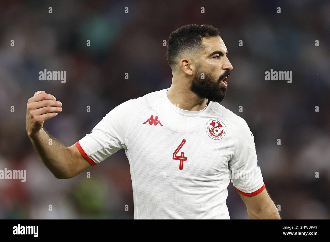 DOHA - Yassine Meriah of Tunisia during the FIFA World Cup Qatar 2022 group C match between Tunisia and France at Education City Stadium on November 30, 2022 in Doha, Qatar. AP | Dutch Height | MAURICE OF STONE Stock Photo