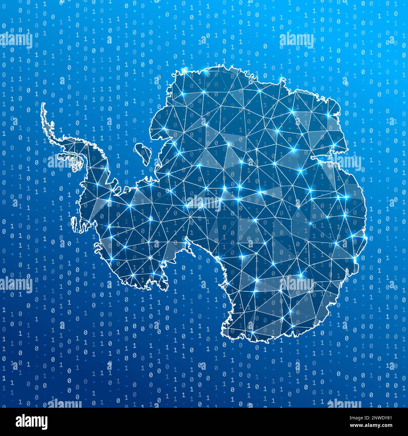 Network map of Antarctica. Country digital connections map. Technology, internet, network, telecommunication concept. Vector illustration. Stock Vector