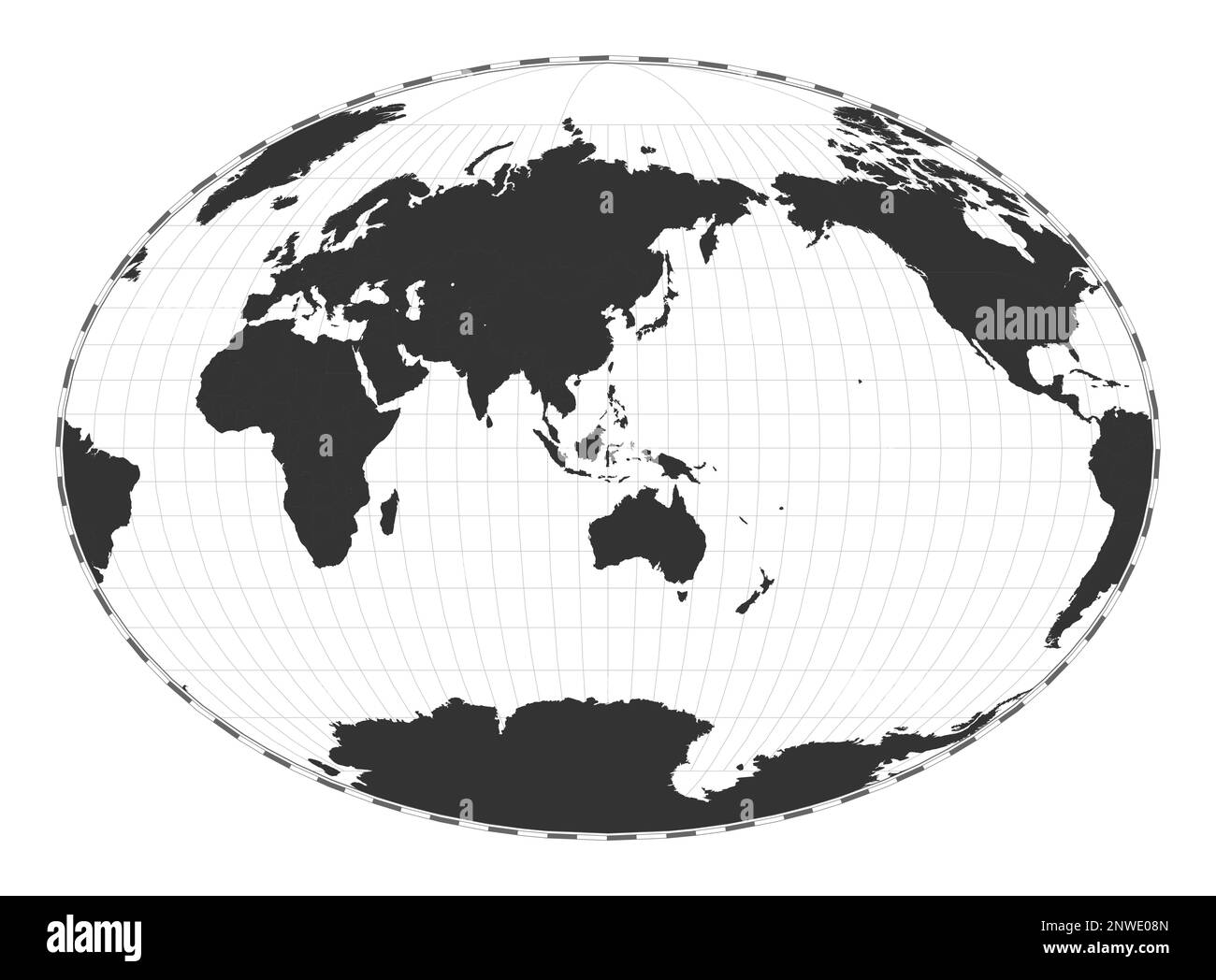 Vector world map. Fahey pseudocylindrical projection. Plain world ...