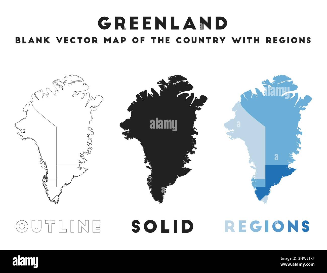 Greenland map. Borders of Greenland for your infographic. Vector