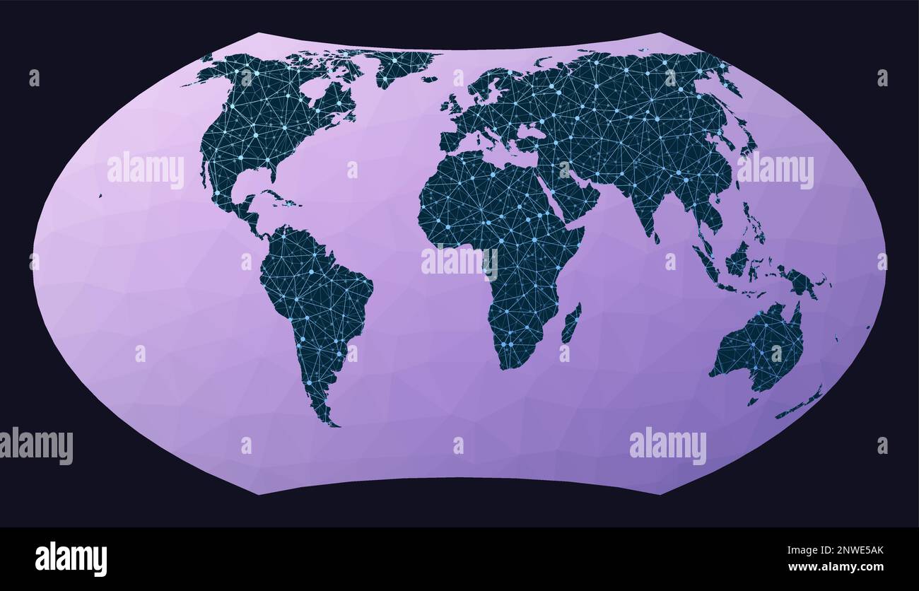 Illustration of global network. Wagner VII projection. World network
