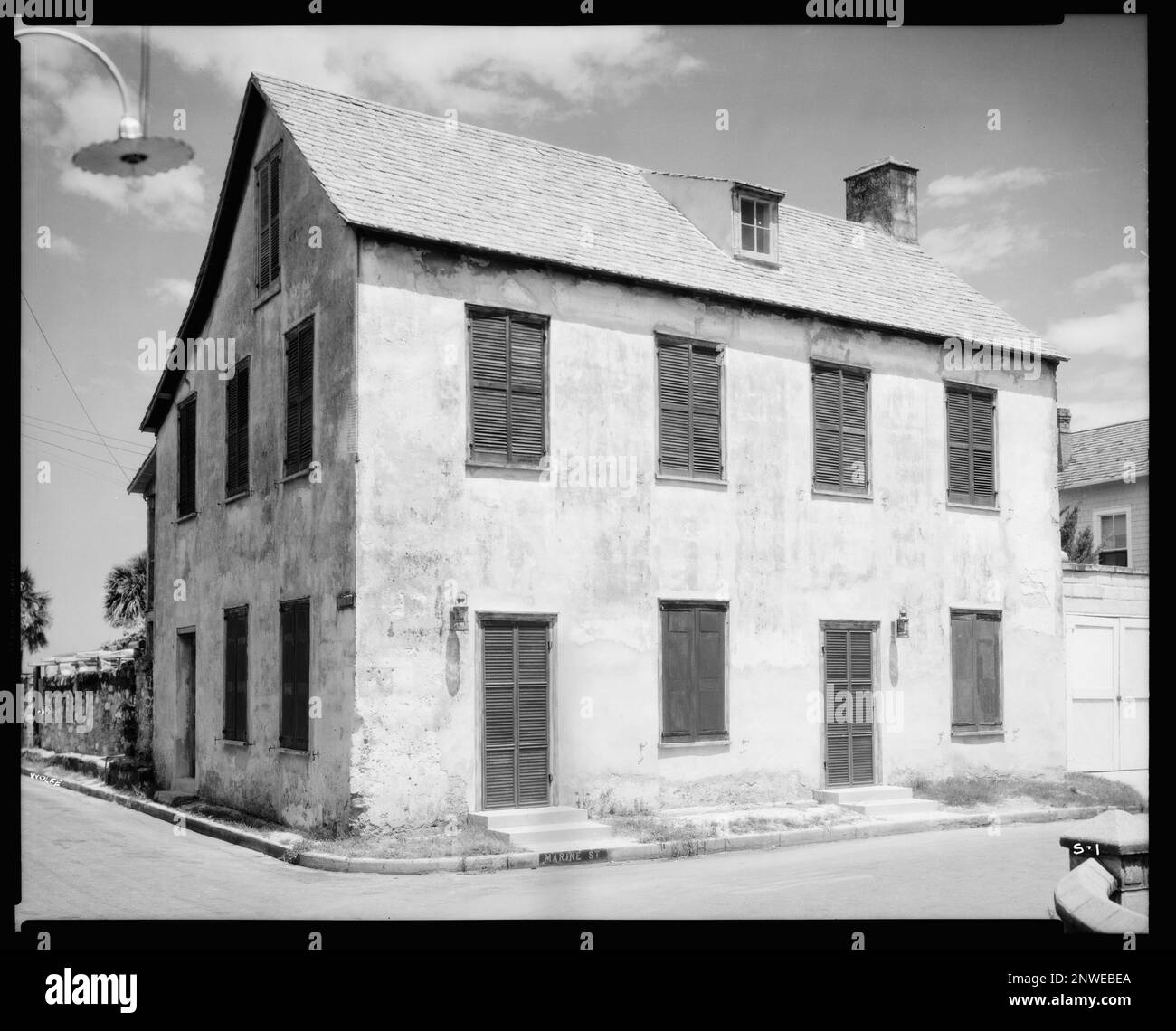 Sanchez House, St. Augustine, St. Johns County, Florida. Carnegie Survey of the Architecture of the South. United States, Florida, St. Johns County, St. Augustine,  Houses. Stock Photo