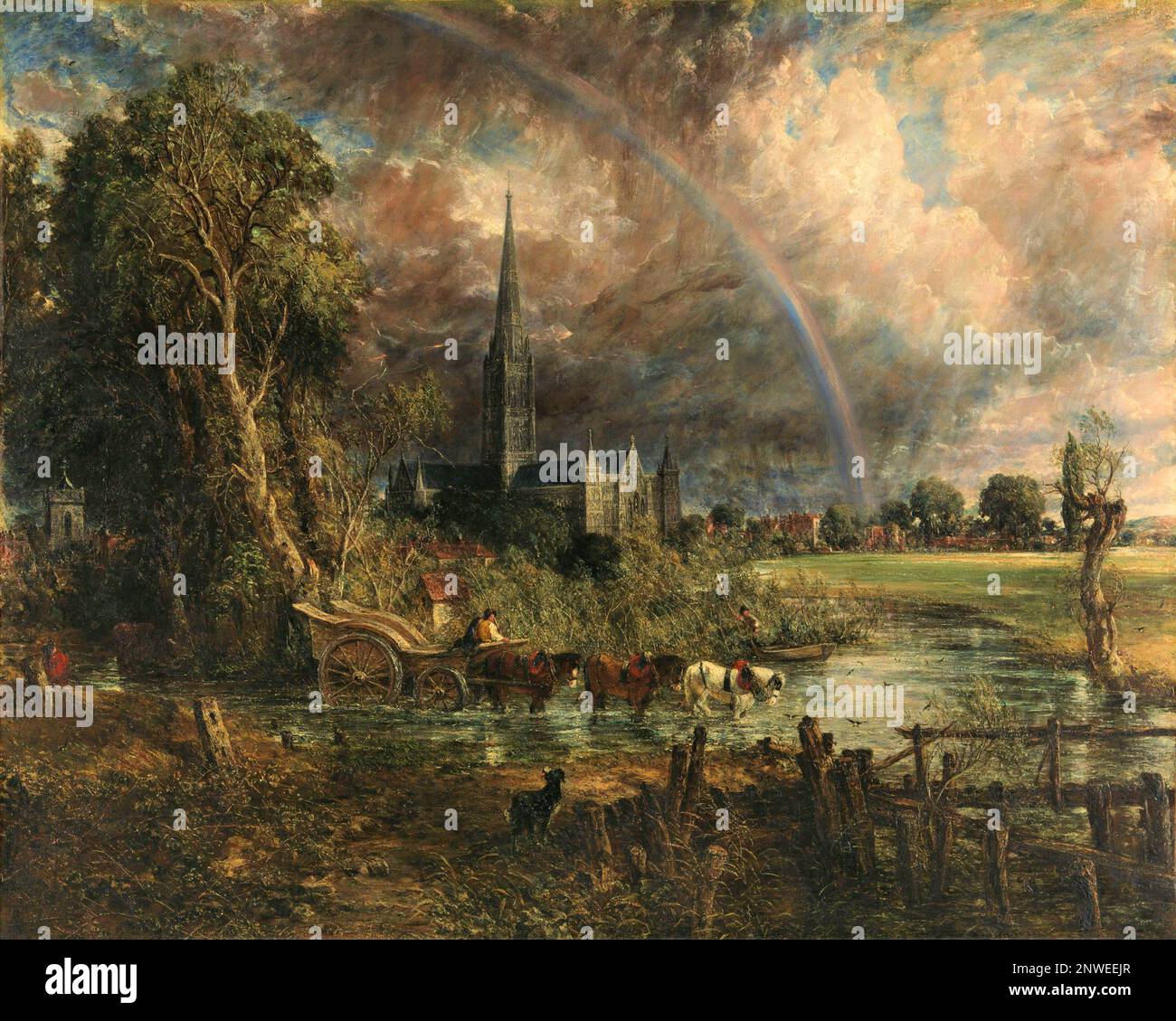 Salisbury Cathedral from the Meadows (1831) Painting by John Constable Stock Photo