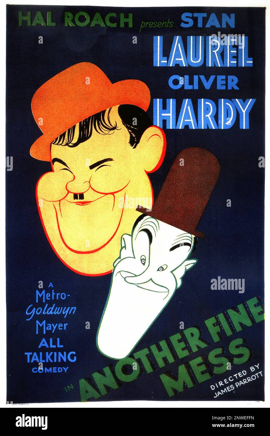 Movie poster for Another Fine Mess (1930) starring Laurel and Hardy Stock Photo