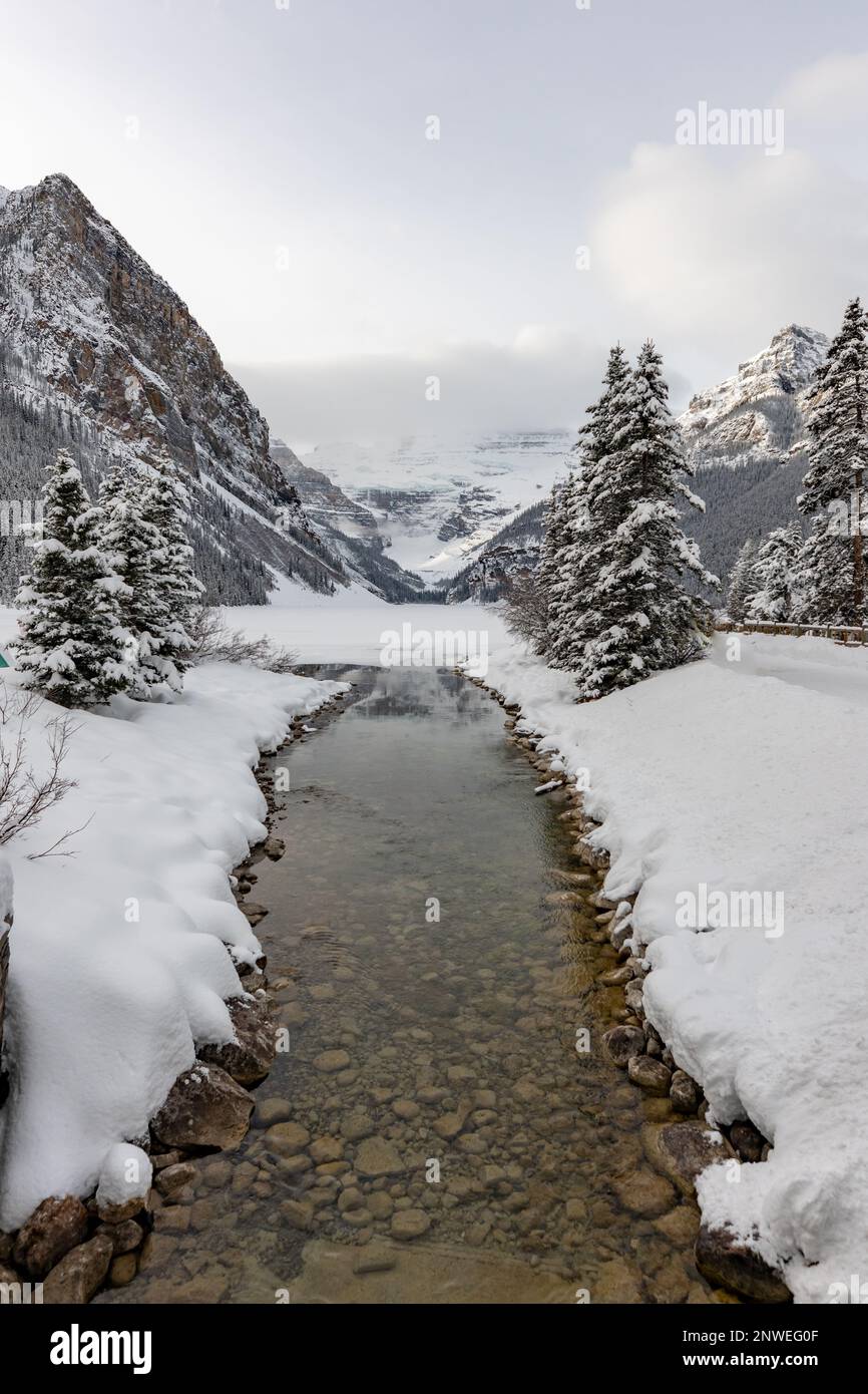 Iconic Lake Louise in Banff National Park during winter time with ...