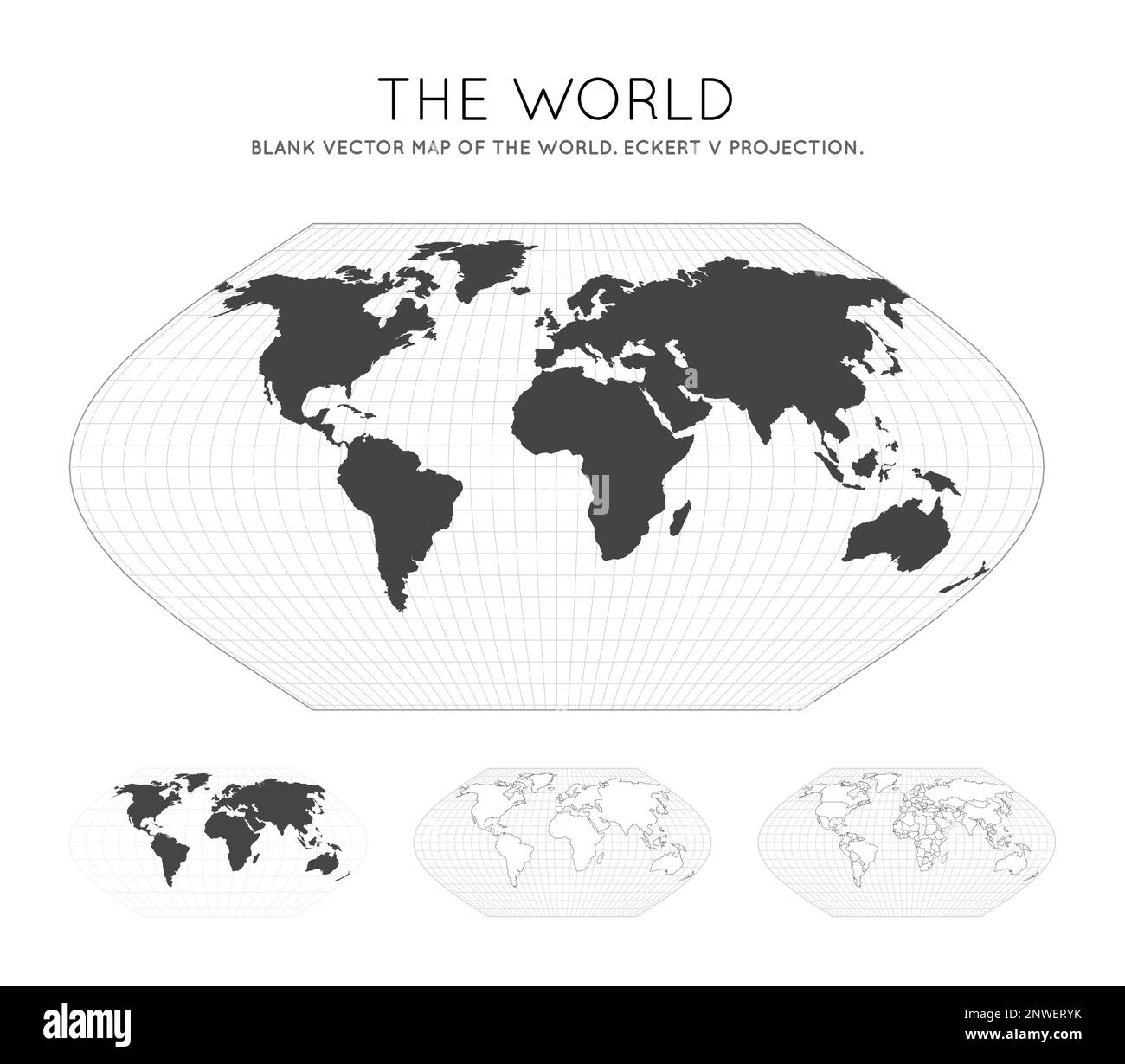 Map of The World. Eckert V projection. Globe with latitude and