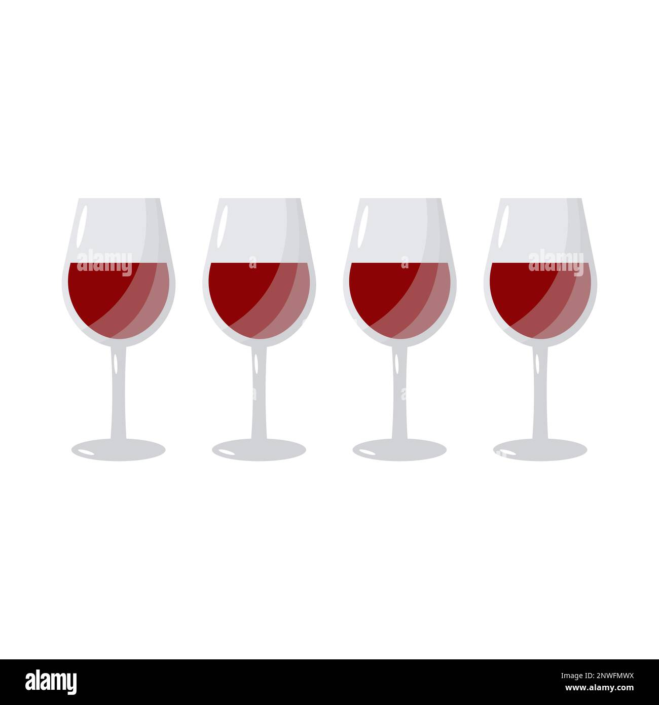 Jewish holiday Passover, Pesach. Four glass of wine icons and symbols