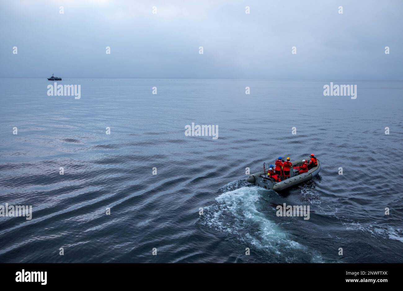 BALTIC SEA (Jan. 23, 2023) Sailors in a rigid-hull inflatable boat ...