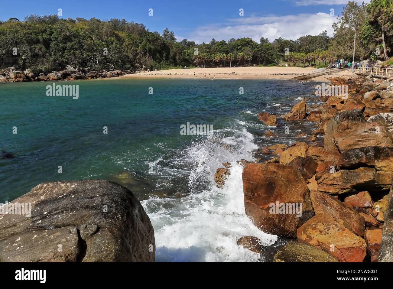 513 Shelly Beach seen seen from Fairy Bower area along Marine Parade walkway-Manly suburb. Sydney-Australia. Stock Photo