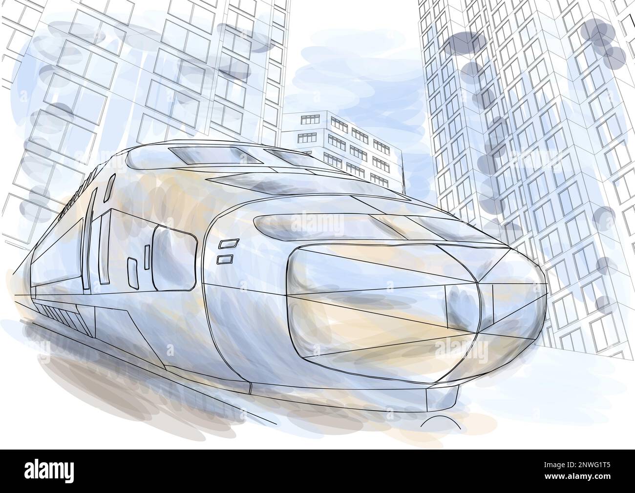 speed abstract train in the city vector illustration Stock Vector