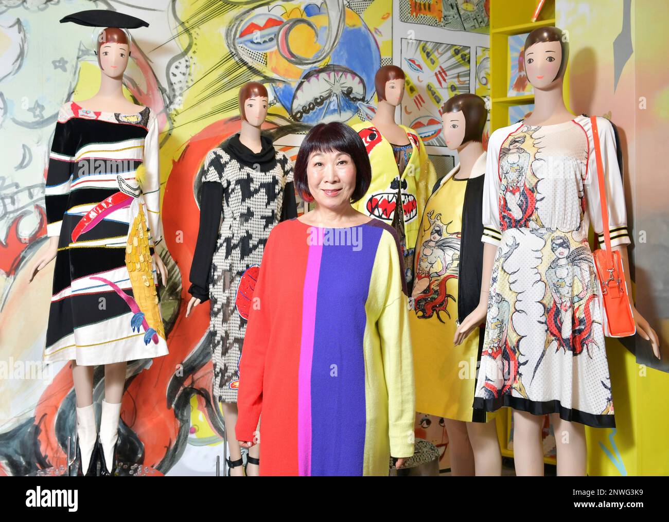 Chisato Tsumori, a Japanese fashion designer, poses during an 