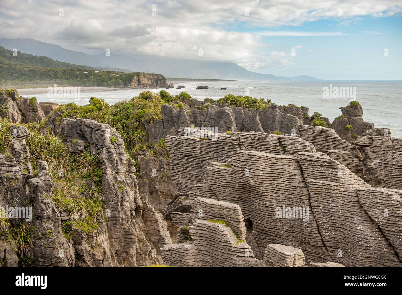 Pancake rocks in Punakaiki on the west coast of South Island in New ...