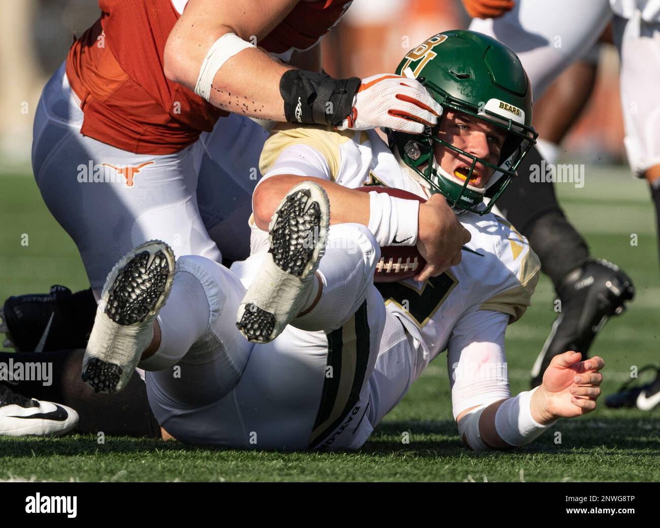 Baylor quarterback Charlie Brewer (12) reacts after a sack during second  half of an NCAA football game. Saturday, October 13, 2018 in Austin, Tex.  Texas won 23-17. (TFV Media via AP Stock Photo - Alamy