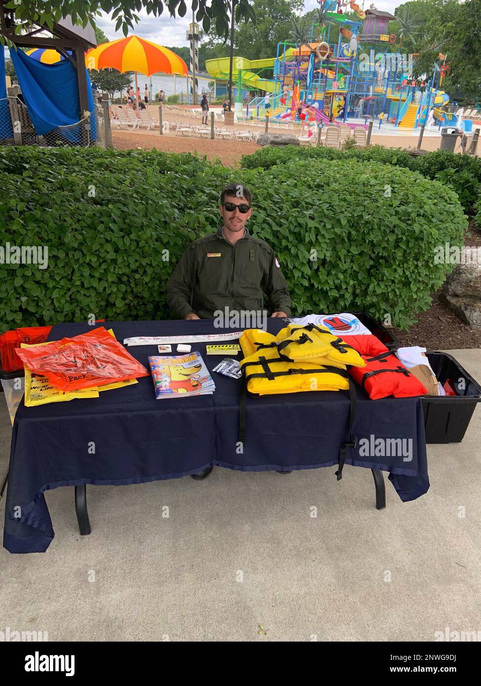 Andrew Harrell, park ranger intern at J. Percy Priest Lake, is the U.S. Army Corps of Engineers Nashville District Employee of the Month for September 2022. He is seen here manning the water safety display at Nashville Shores on May 27, 2022. Stock Photo