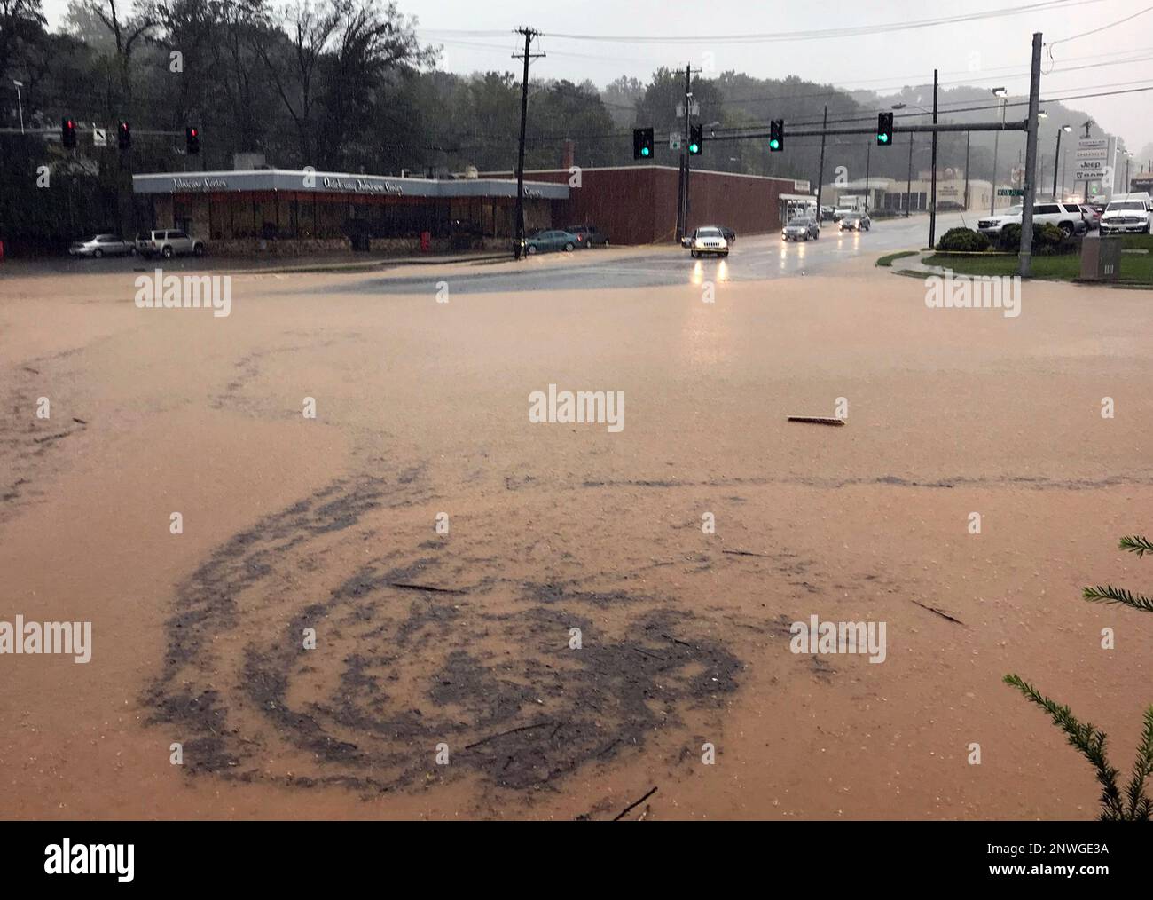 Road closure and traffic back ups are seen at Franklin Road and Wonju Street SW, Thursday, Oct