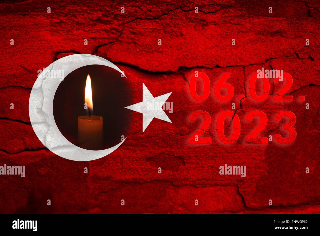 Turkey Earthquake, February 6, 2023. Mournful banner. The Epicenter of