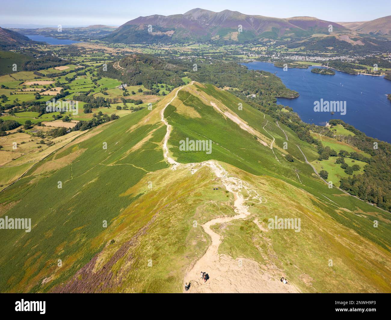Aerial view of a beautiful mountain ridge in the English Lake District ...
