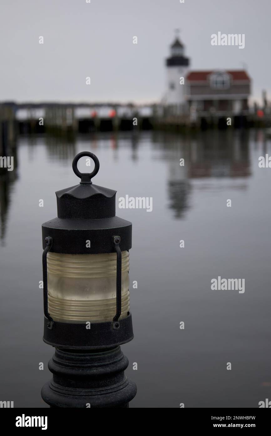 light at Saybrook Point marina area in Old Saybrook, Connecticut, USA