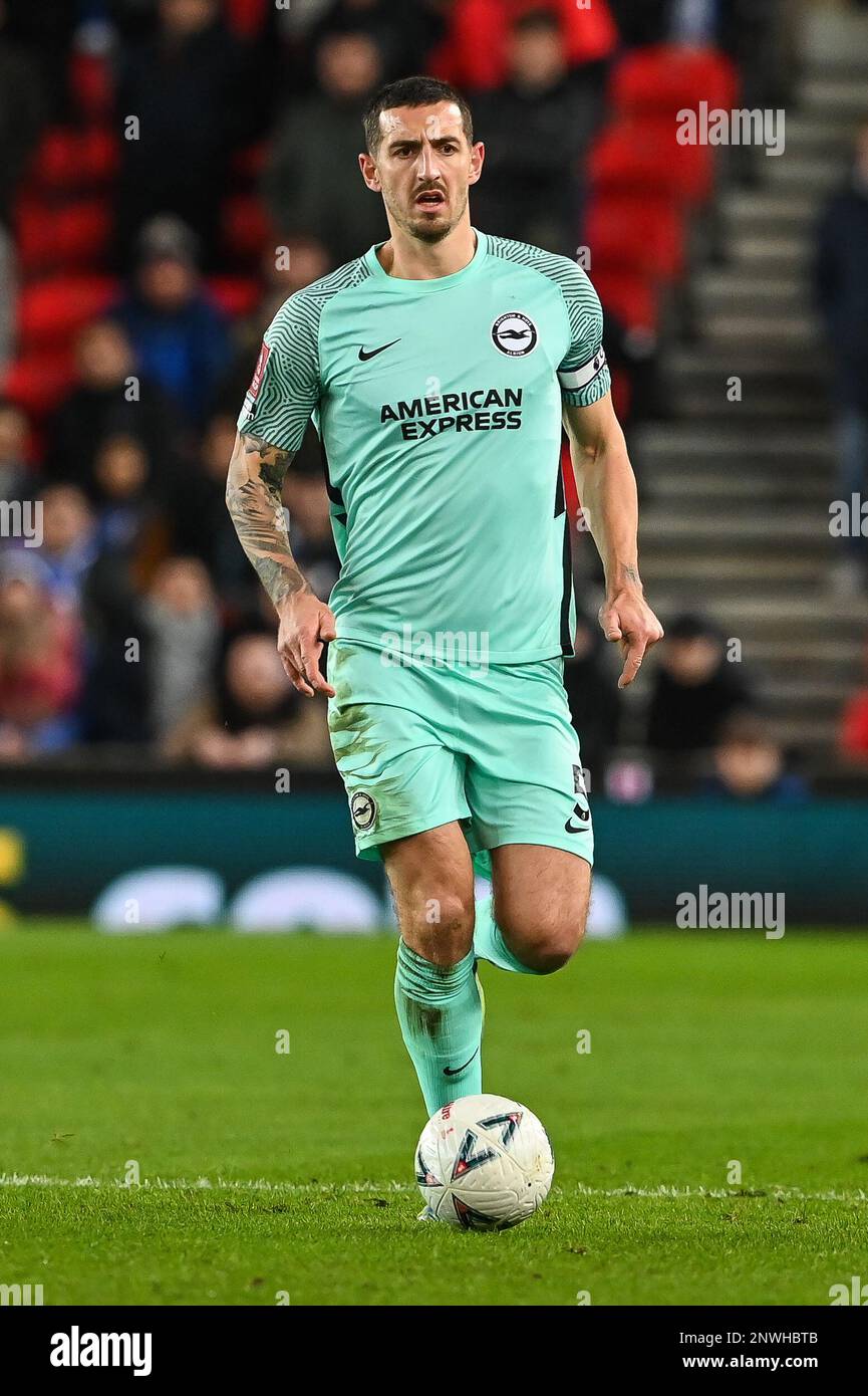 Lewis Dunk #5 of Brighton & Hove Albion in action during the game during the Emirates FA Cup Fifth Round match Stoke City vs Brighton and Hove Albion at Bet365 Stadium, Stoke-on-Trent, United Kingdom, 28th February 2023  (Photo by Craig Thomas/News Images) Stock Photo
