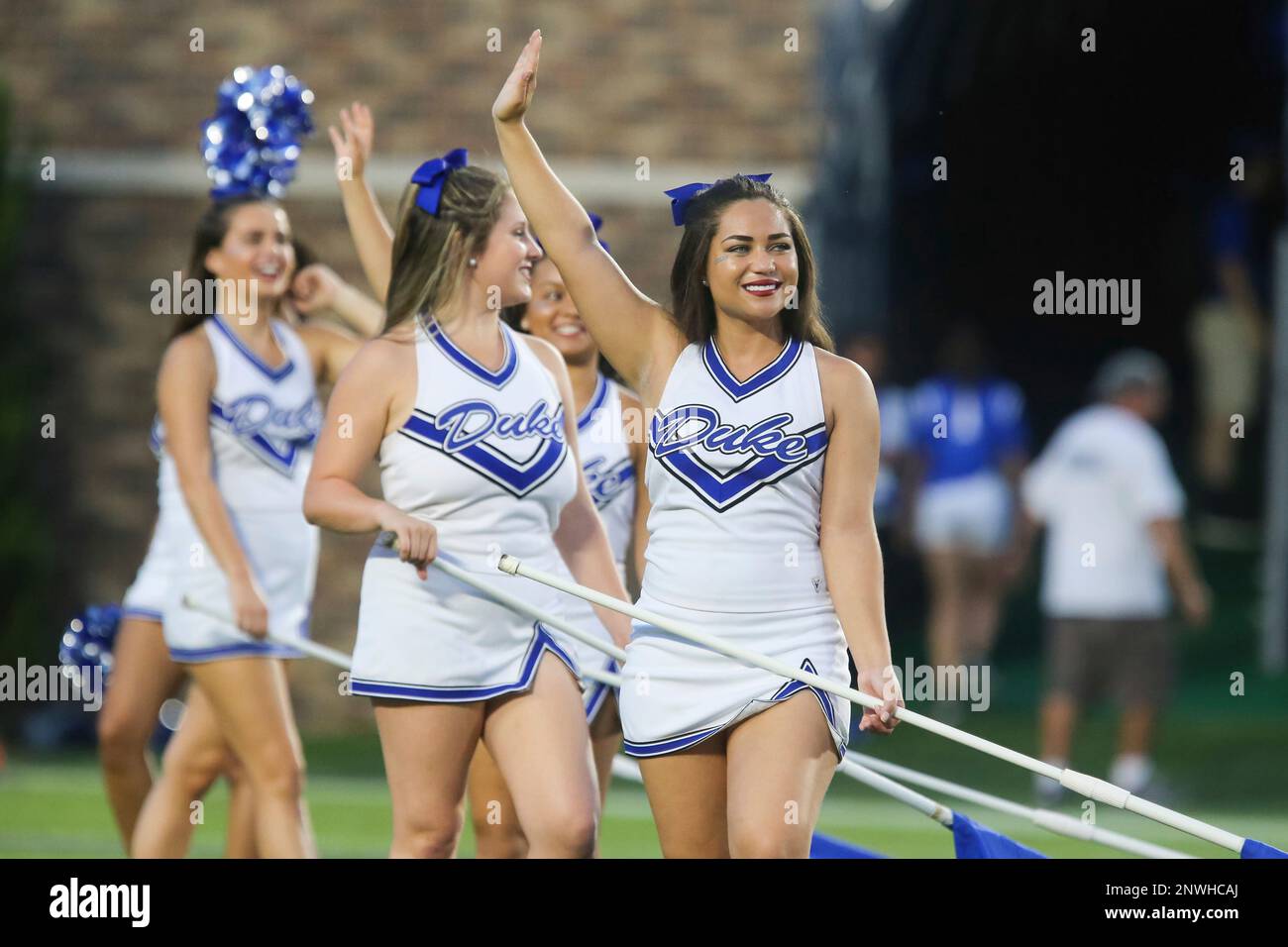 DURHAM, NC - SEPTEMBER 29: Duke Blue Devils cheerleaders prior to the ...