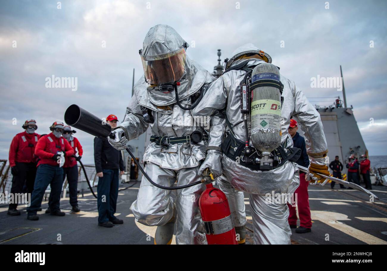 ATLANTIC OCEAN (Feb. 2, 2023) Damage Controlman Fireman Xavier Cram