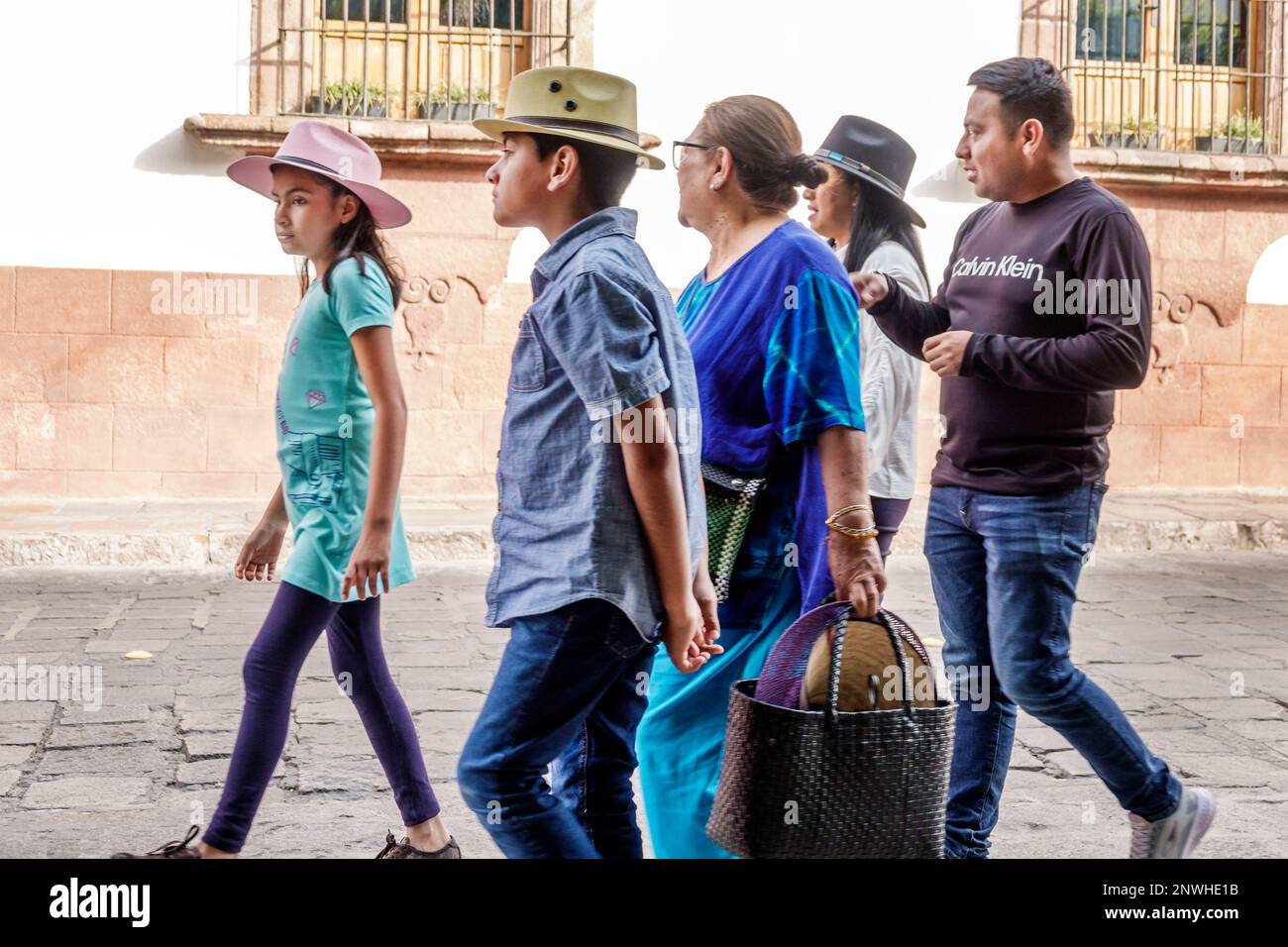 San Miguel de Allende Guanajuato Mexico,Historico Central historic center Zona Centro,wearing hat hats fedora fedoras,man men male,woman women lady fe Stock Photo