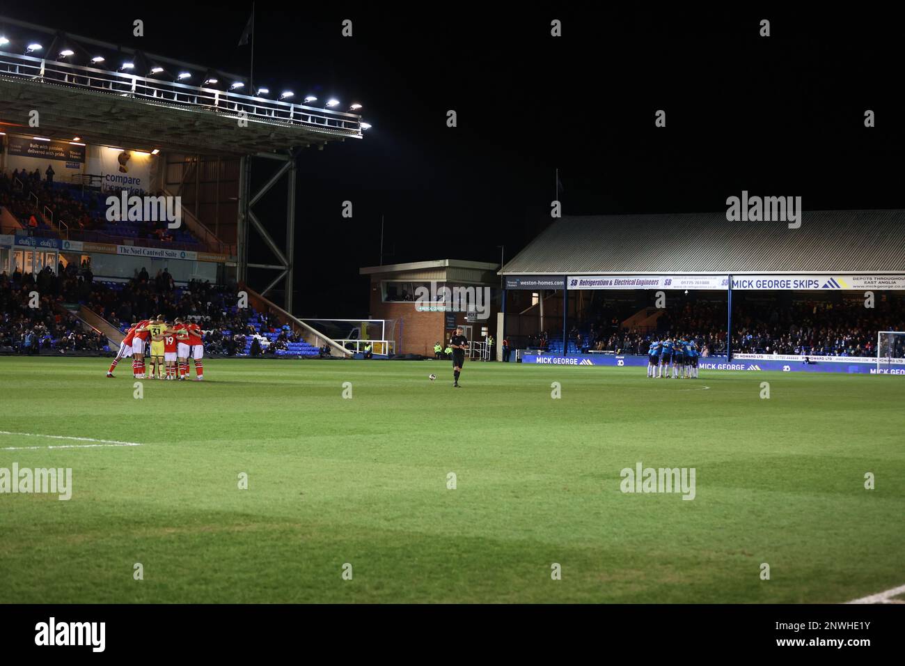 Peterborough, UK. 28th Feb, 2023. Charlton and Peterborough players in