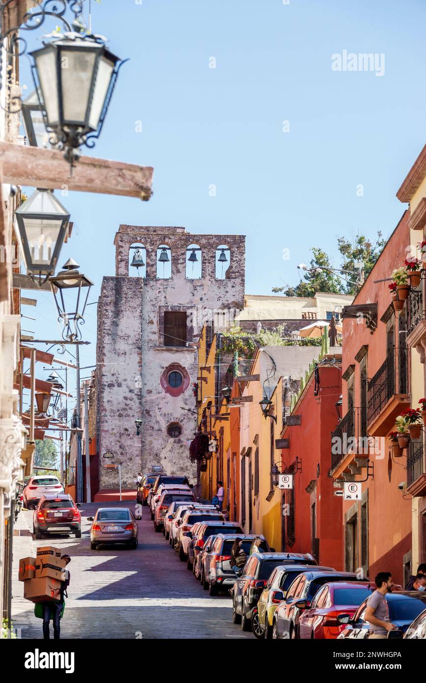 San Miguel de Allende Guanajuato Mexico,Historico Central historic center centre,hill homes residences,colonial architecture,Templo de Santo Domingo c Stock Photo