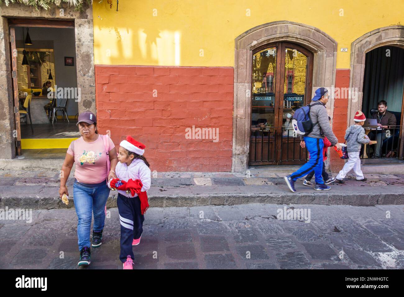 San Miguel de Allende Guanajuato Mexico,Historico Central historic center centre,Calle Correo,crossing street,woman women lady female,adult adults,res Stock Photo