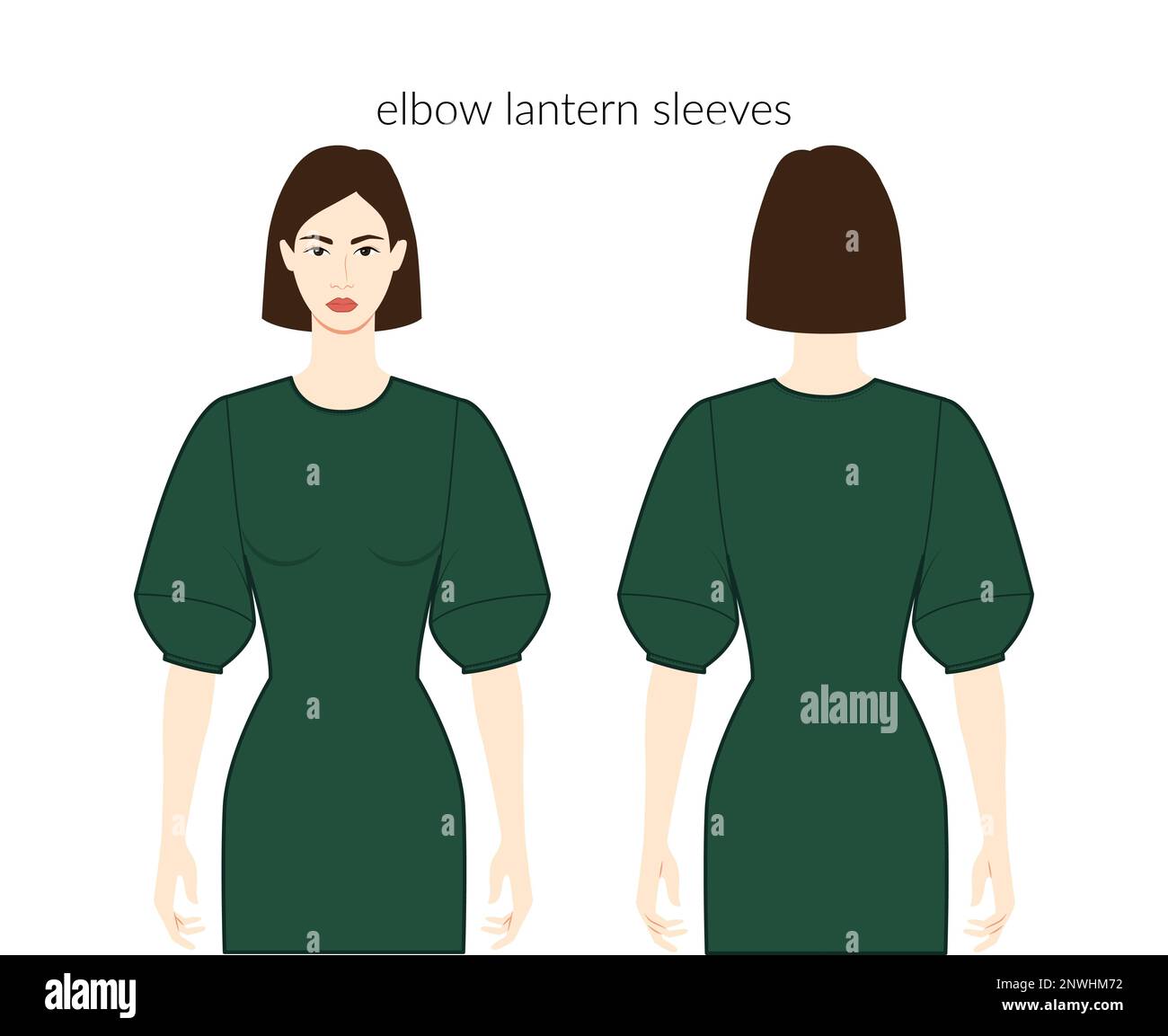 Lantern sleeves clothes character beautiful lady in emerald top, shirt ...
