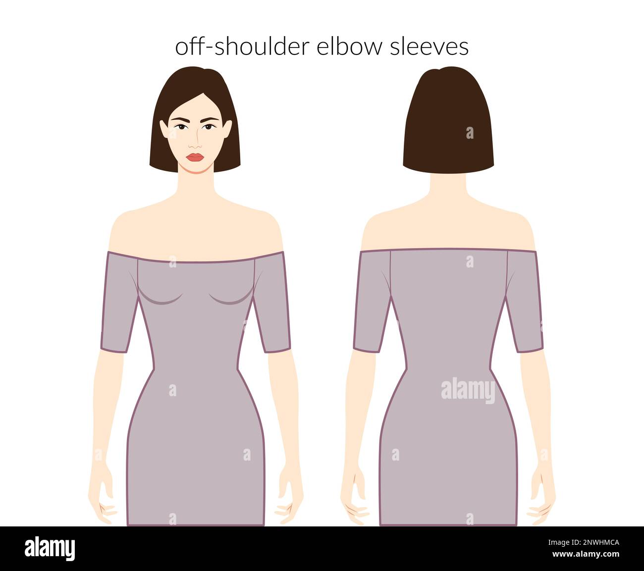 Off-shoulder sleeves clothes character beautiful lady in grey top ...