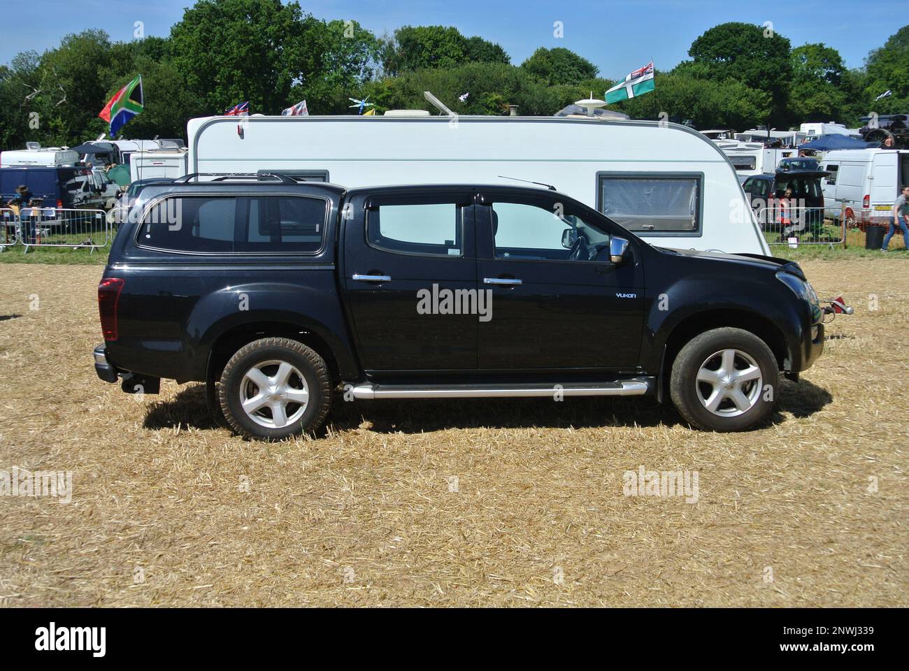 A 2016 Isuzu D-Max pickup truck parked up at the Torbay Steam Fair, Devon, England, UK. Stock Photo