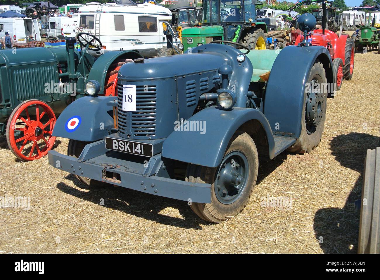 A 1958 David Brown Taskmaster tractor parked on display at the Torbay