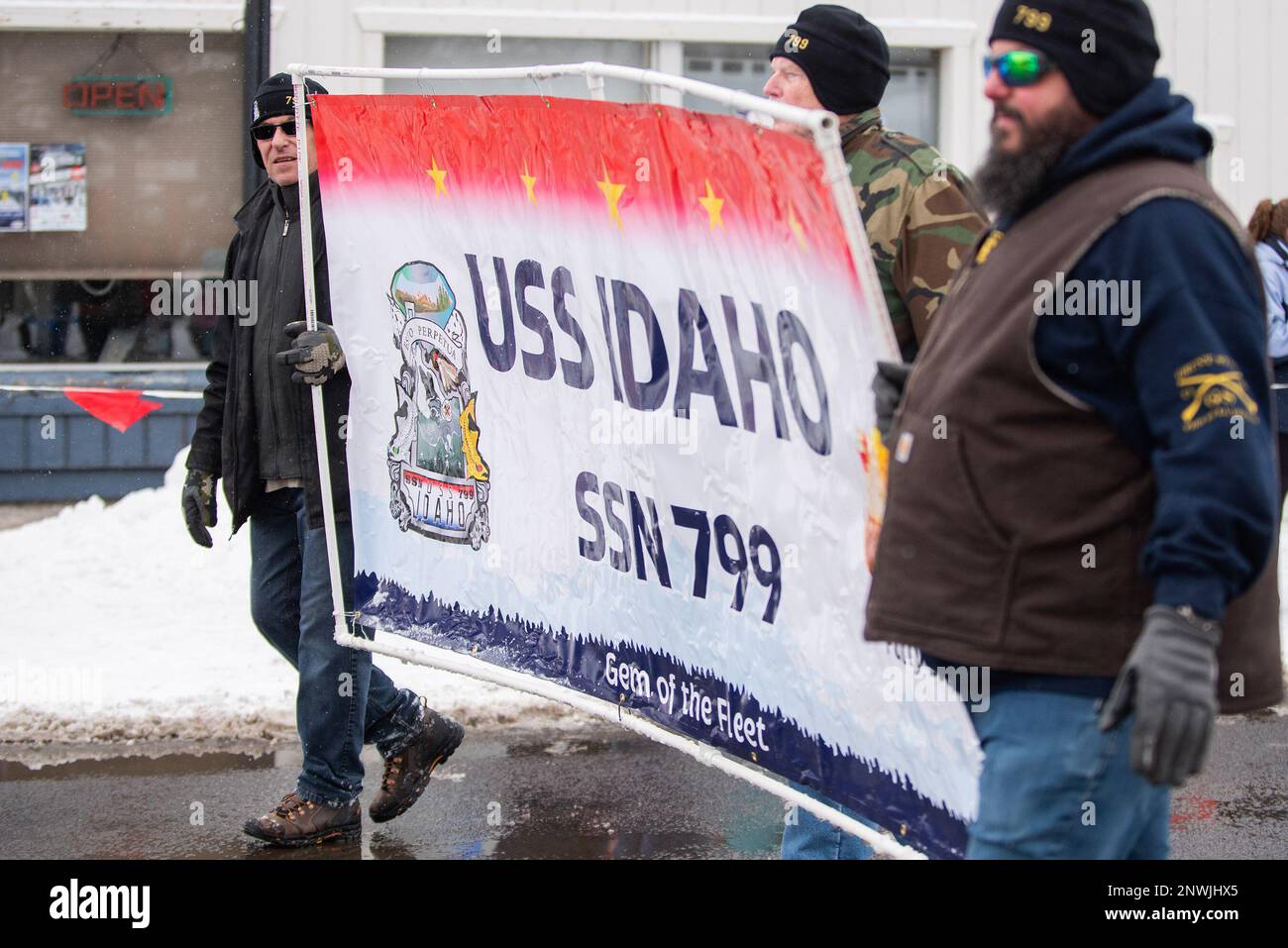 Idahoans from across the state welcomed a contingent of the first U.S. Navy Sailors assigned to the USS IDAHO SSN 799 nuclear powered attack submarine. The USS Idaho Commissioning Committee sponsored the six Sailors’ weeklong tour during the last week in January to the Gem State to encourage them to become familiar with all things Idaho. Idahoans welcomed Lt. Commander Darrell Smith, Master Chief Petty Officer Travis Skipper, Lt. Beckett Lemley, Machinist Mate 1st Class Justin Teal, Information Technology 2nd Class Peyton Freck and Machinist Mate 3rd Class Gianni Luzzetti across the state. Ida Stock Photo