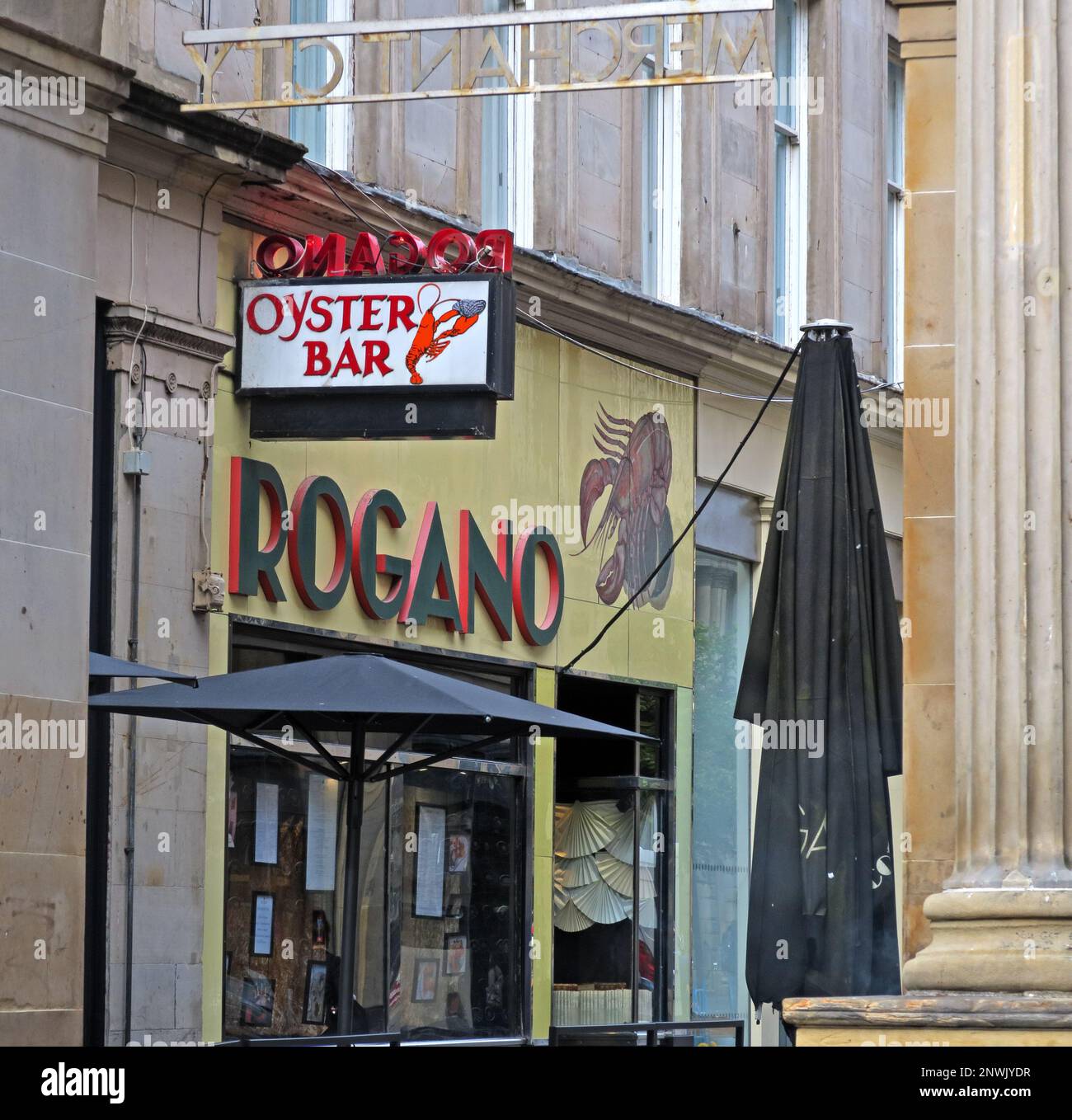 The Art Deco Rogano Oyster Bar - Royal Exchange Square, Merchant City, 11 Exchange Place, Glasgow, Scotland, UK,  G1 3AN Stock Photo