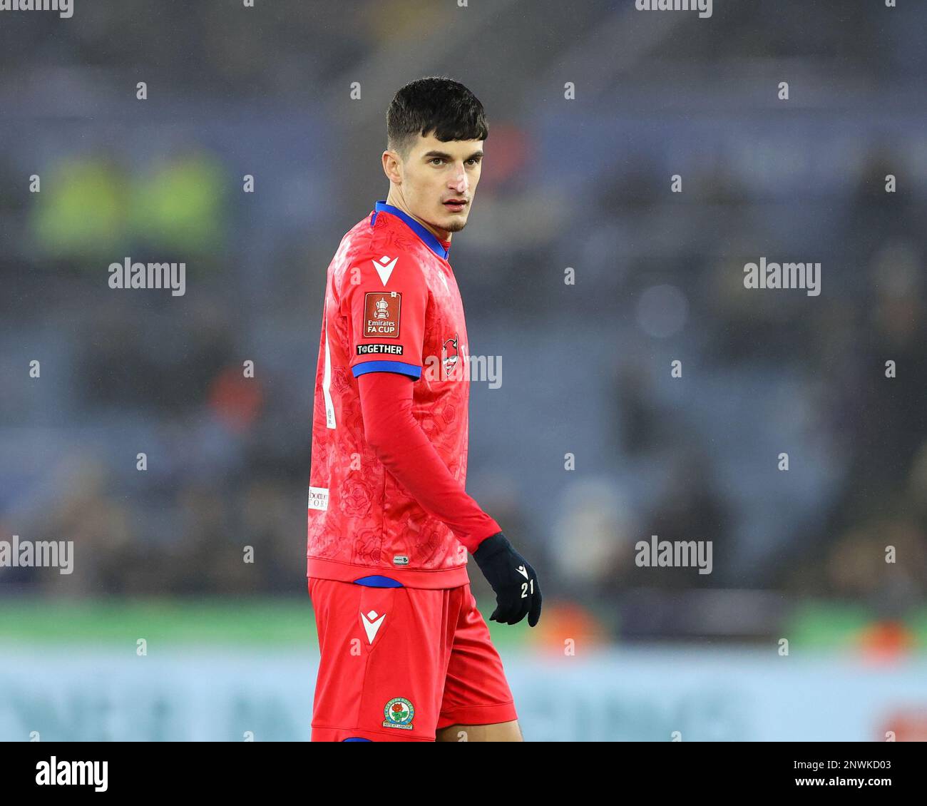 John Buckley of Blackburn Rovers during the Emirates FA Cup Fifth Round match Leicester City vs Blackburn Rovers at King Power Stadium, Leicester, United Kingdom, 28th February 2023  (Photo by Nick Browning/News Images) in ,  on 2/28/2023. (Photo by Nick Browning/News Images/Sipa USA) Stock Photo